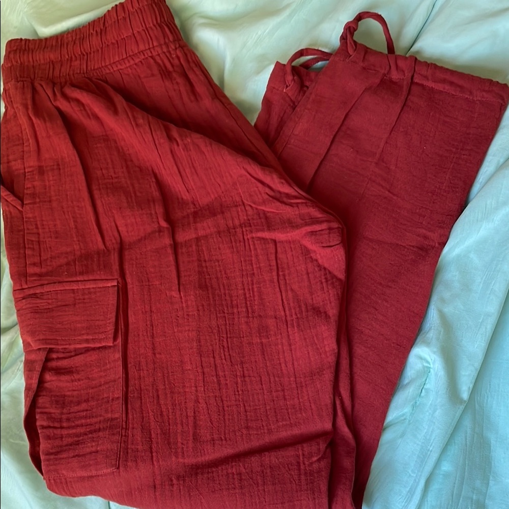 Burnt Red Cargo Pants